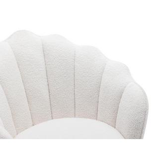 Vente-unique Fauteuil coquillage en tissu bouclette blanc LALEA  