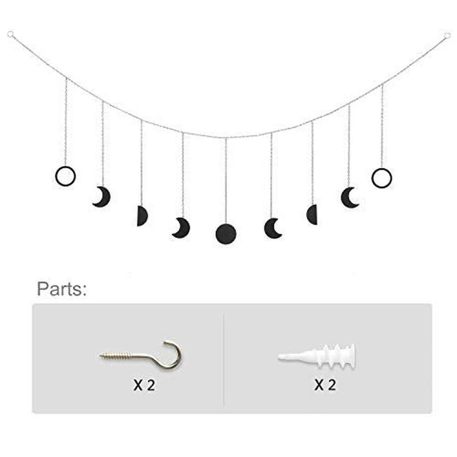 Alopini  Guirlande de phase de lune avec chaînes, ornements suspendus boho, décoration de salle d'art suspendue en lune 