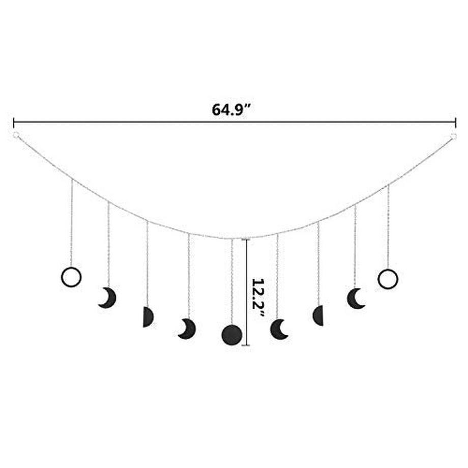Alopini  Guirlande de phase de lune avec chaînes, ornements suspendus boho, décoration de salle d'art suspendue en lune 