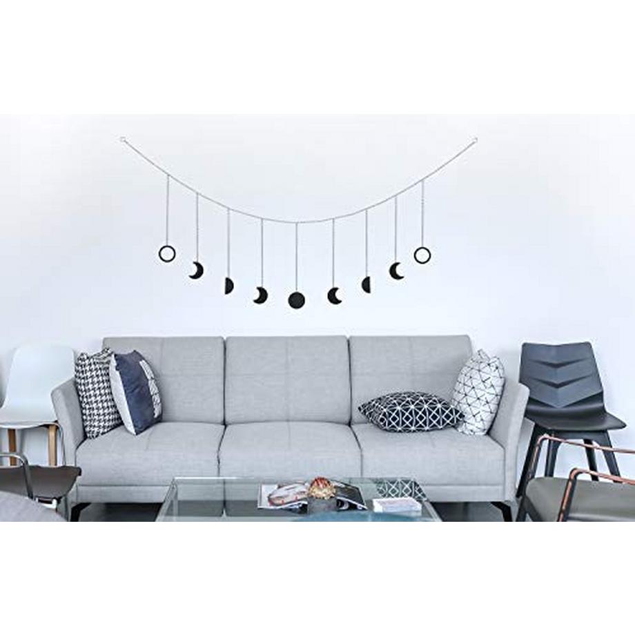 Alopini  Guirlande de phase de lune avec chaînes, ornements suspendus boho, décoration de salle d'art suspendue en lune 