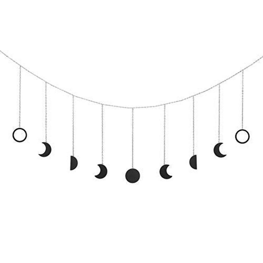 Alopini  Guirlande de phase de lune avec chaînes, ornements suspendus boho, décoration de salle d'art suspendue en lune 