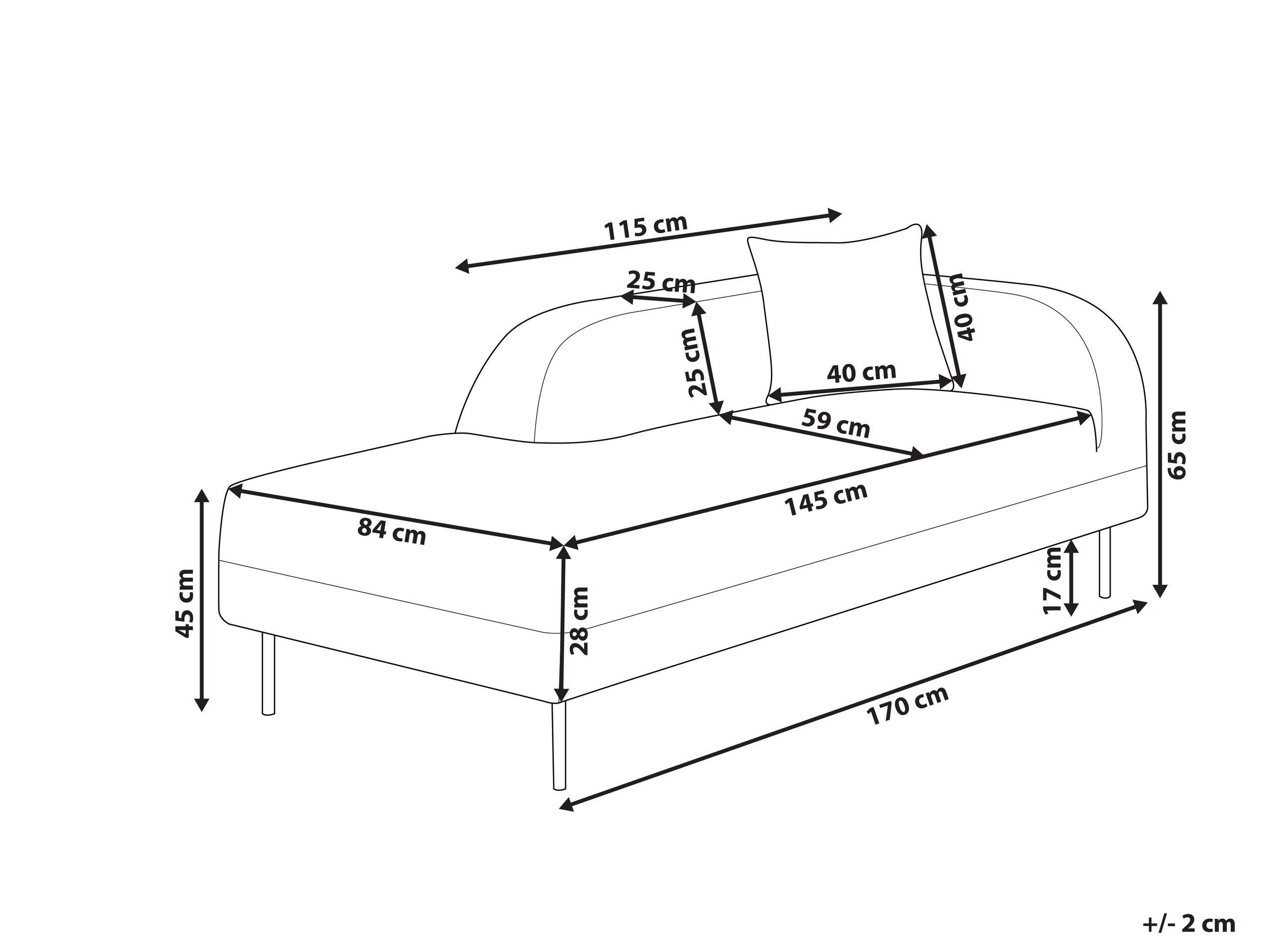 Beliani Chaise longue côté droit en Velours Moderne LE CRAU  