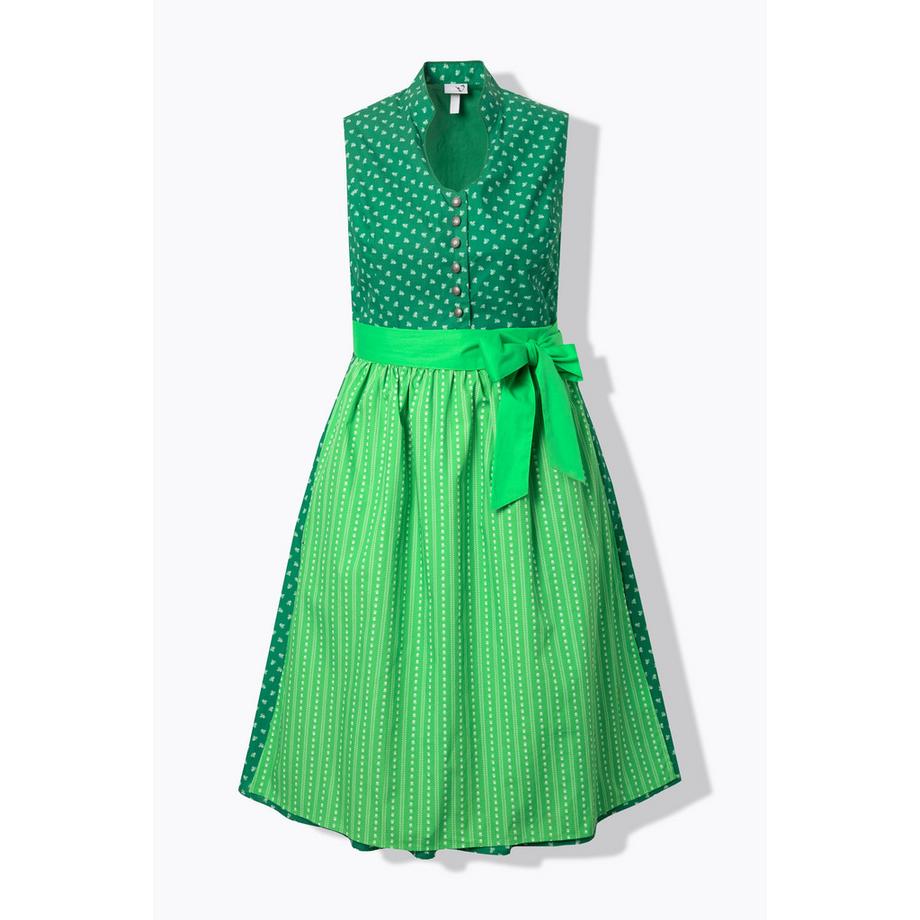 Ulla Popken Dirndl Col Montant Boutons Fantaisie Sans Manches  