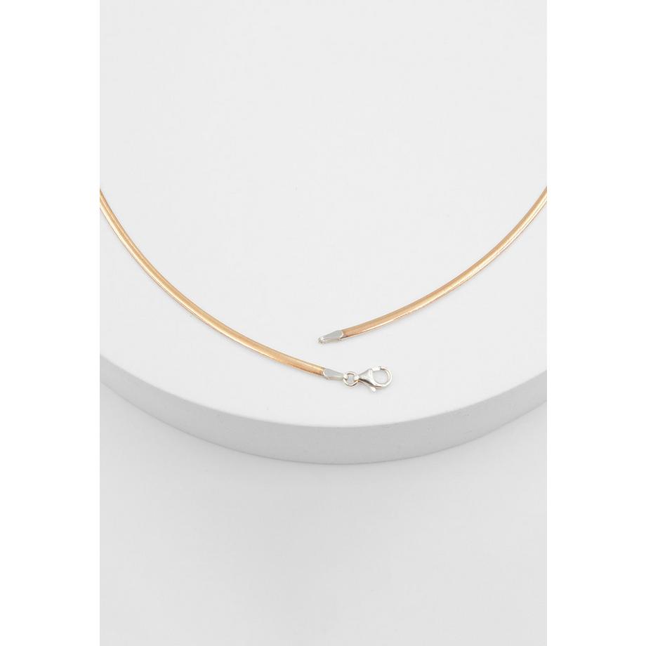 MUAU Schmuck  Collier Omega Glied Bicolor Weiss-/Rotgold 750, 2.3mm, 42cm 