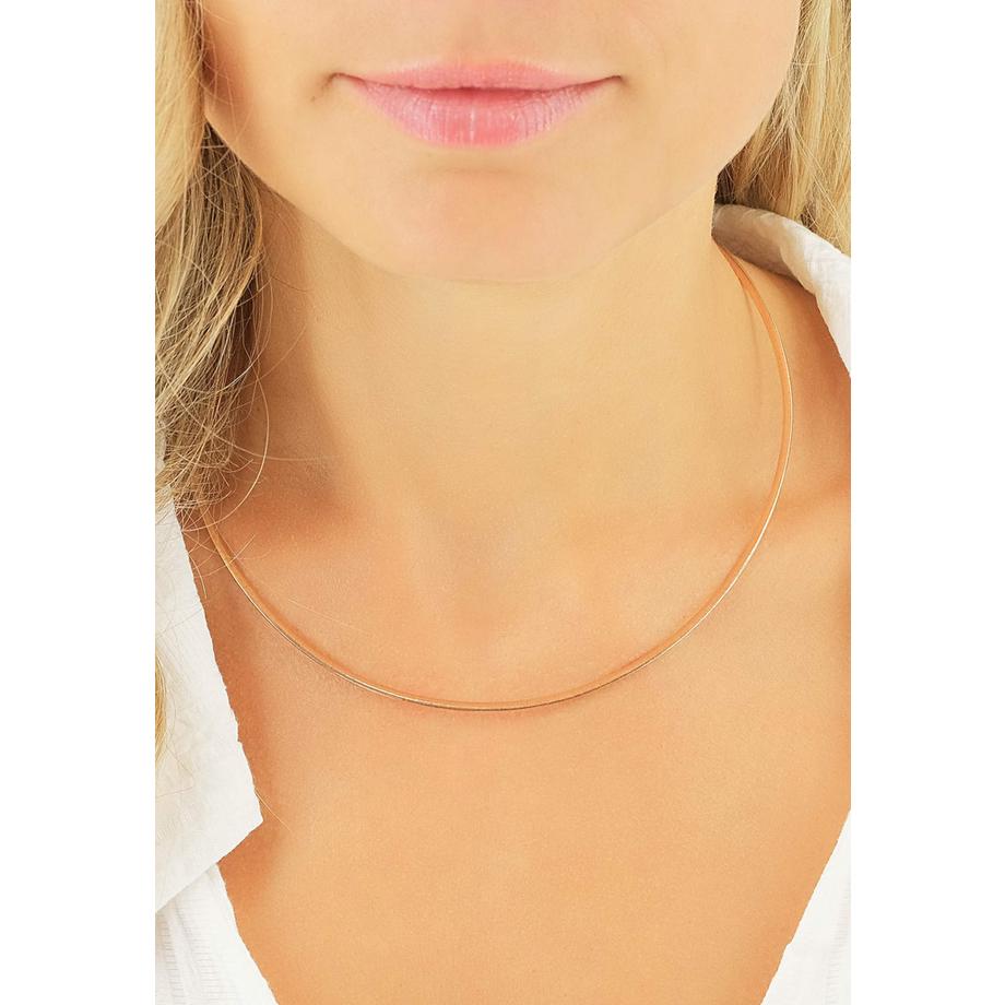 MUAU Schmuck  Collier Omega Glied Bicolor Weiss-/Rotgold 750, 2.3mm, 42cm 