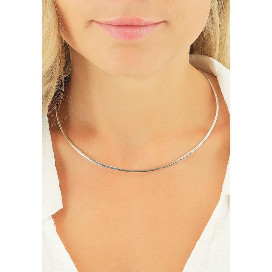 MUAU Schmuck  Collier Omega Glied Bicolor Weiss-/Rotgold 750, 2.3mm, 42cm 