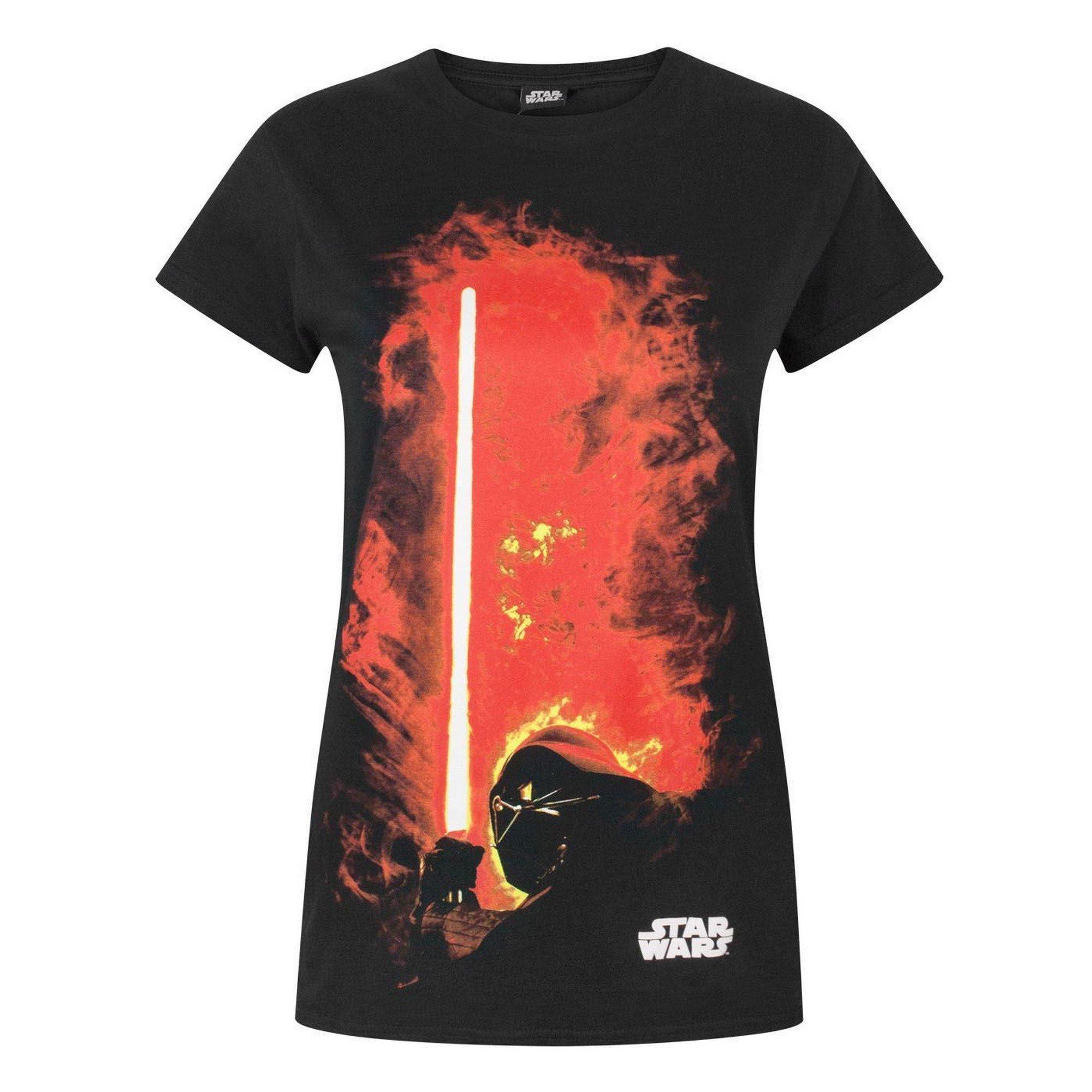 Image of Darth Vader Tshirt Mit Laserschwert Design Damen Schwarz XL