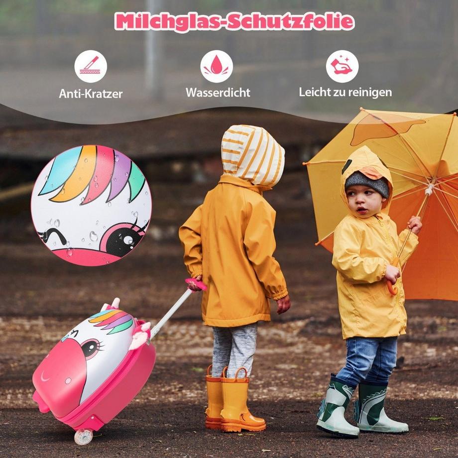 Northix  Valigia con rotelle bagaglio a mano rigido per bambini 33 x 22 x 45 cm Rosa 