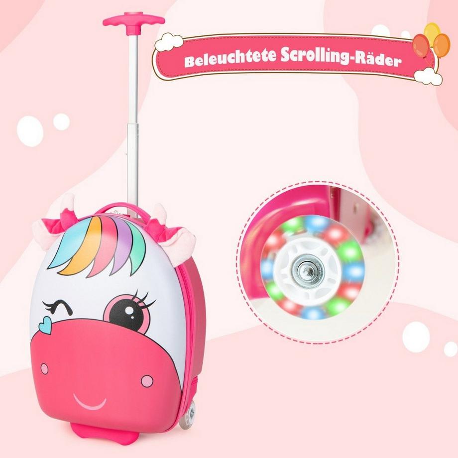 Northix  Valigia con rotelle bagaglio a mano rigido per bambini 33 x 22 x 45 cm Rosa 