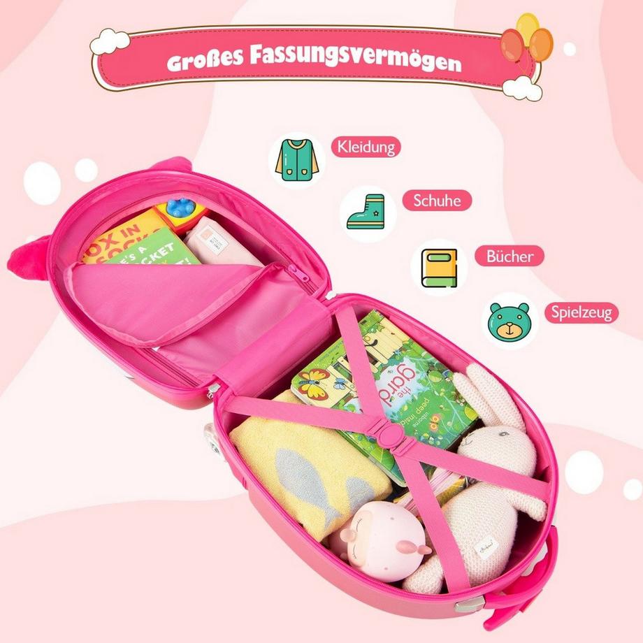 Northix  Valigia con rotelle bagaglio a mano rigido per bambini 33 x 22 x 45 cm Rosa 