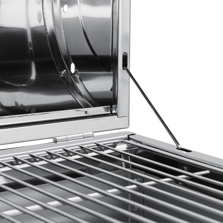 Tectake Barbecue in acciaio inossidabile con 2 piastre di cottura e 2 vasche per il carbone  