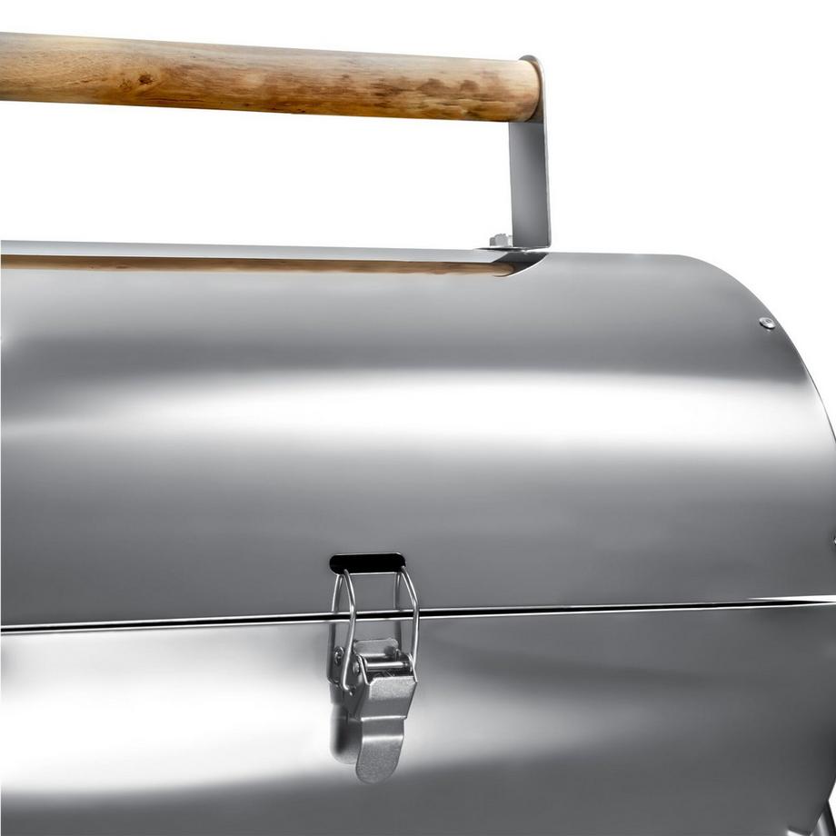 Tectake Barbecue in acciaio inossidabile con 2 piastre di cottura e 2 vasche per il carbone  