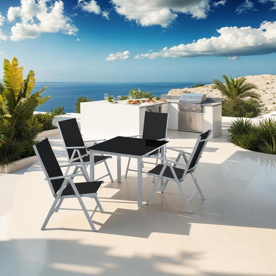 Tectake Set di sedie Stabia Con telaio in alluminio, per 4 persone  