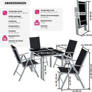 Tectake set di sedute e tavolo in alluminio 4+1  