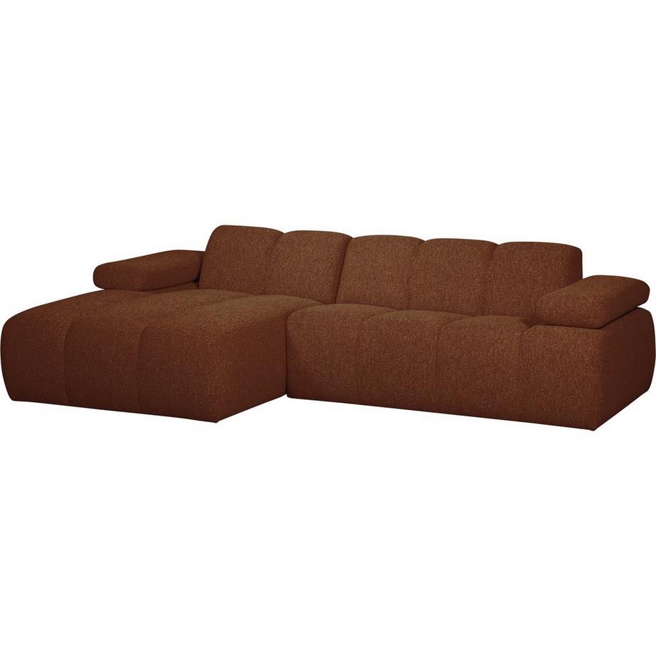 Ecksofa Mojo links Bouclé rostbraun meliert 284x160