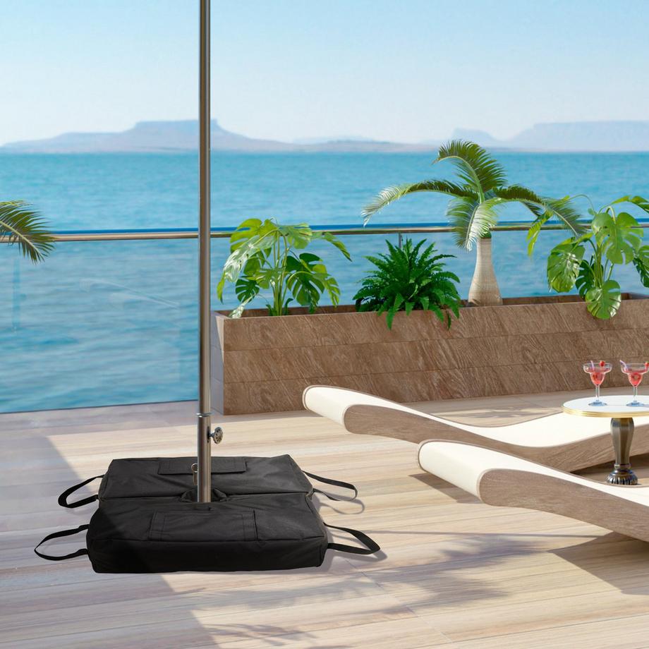 Northio Sonnenschirmständer Sandsack Marktschirmständer, 2X Befüllbare Beutel 50Kg, Mit Schaufel, Schwarz  