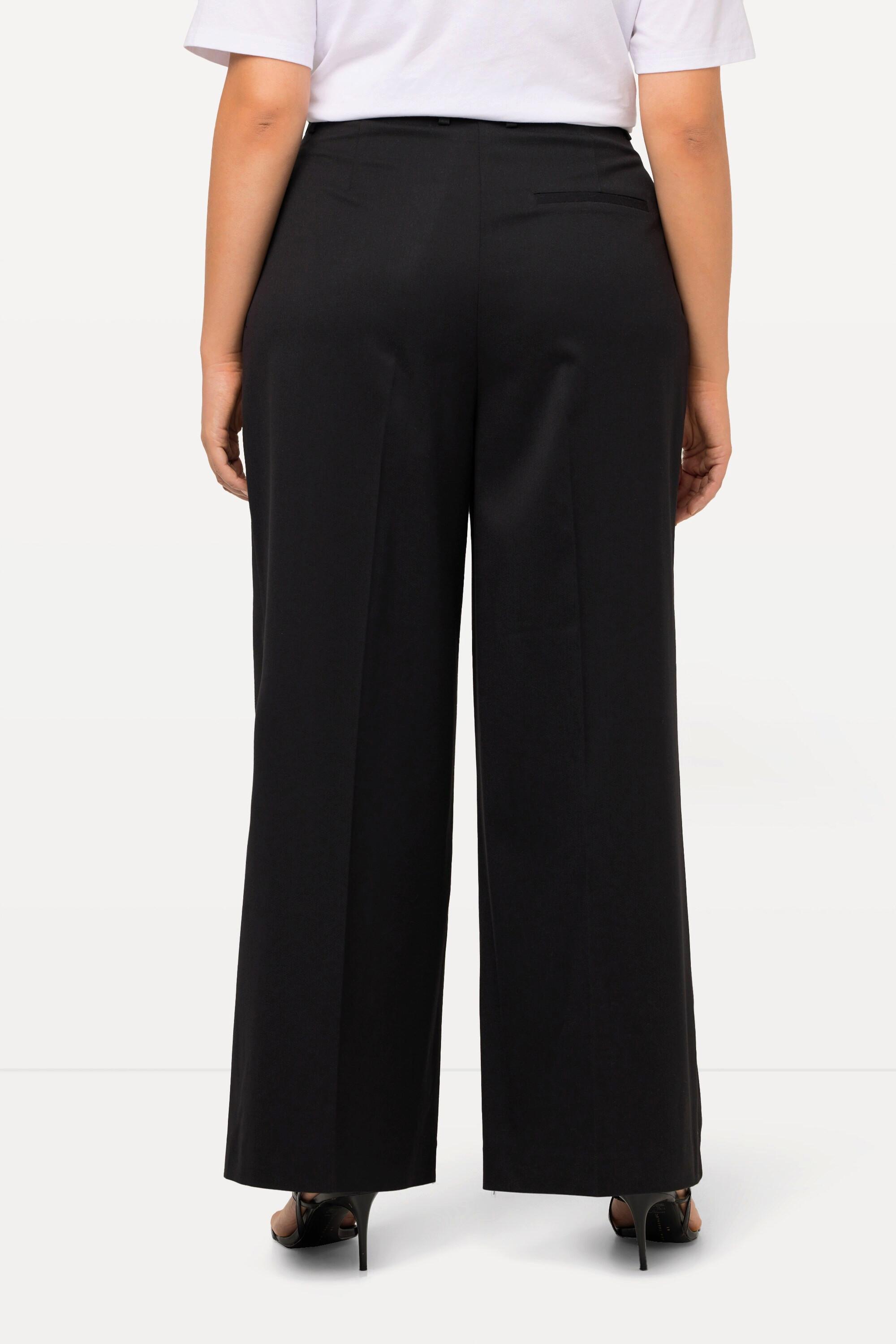 Ulla Popken  Pantalon large Mary, à pinces, en laine mélangée 