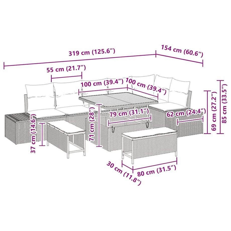 VidaXL Gartenmöbel poly-rattan  
