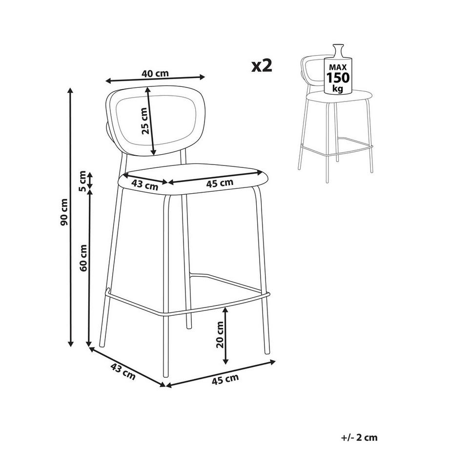 Beliani Set di 2 sedie alte en Ferro Retrò MAYETTA  
