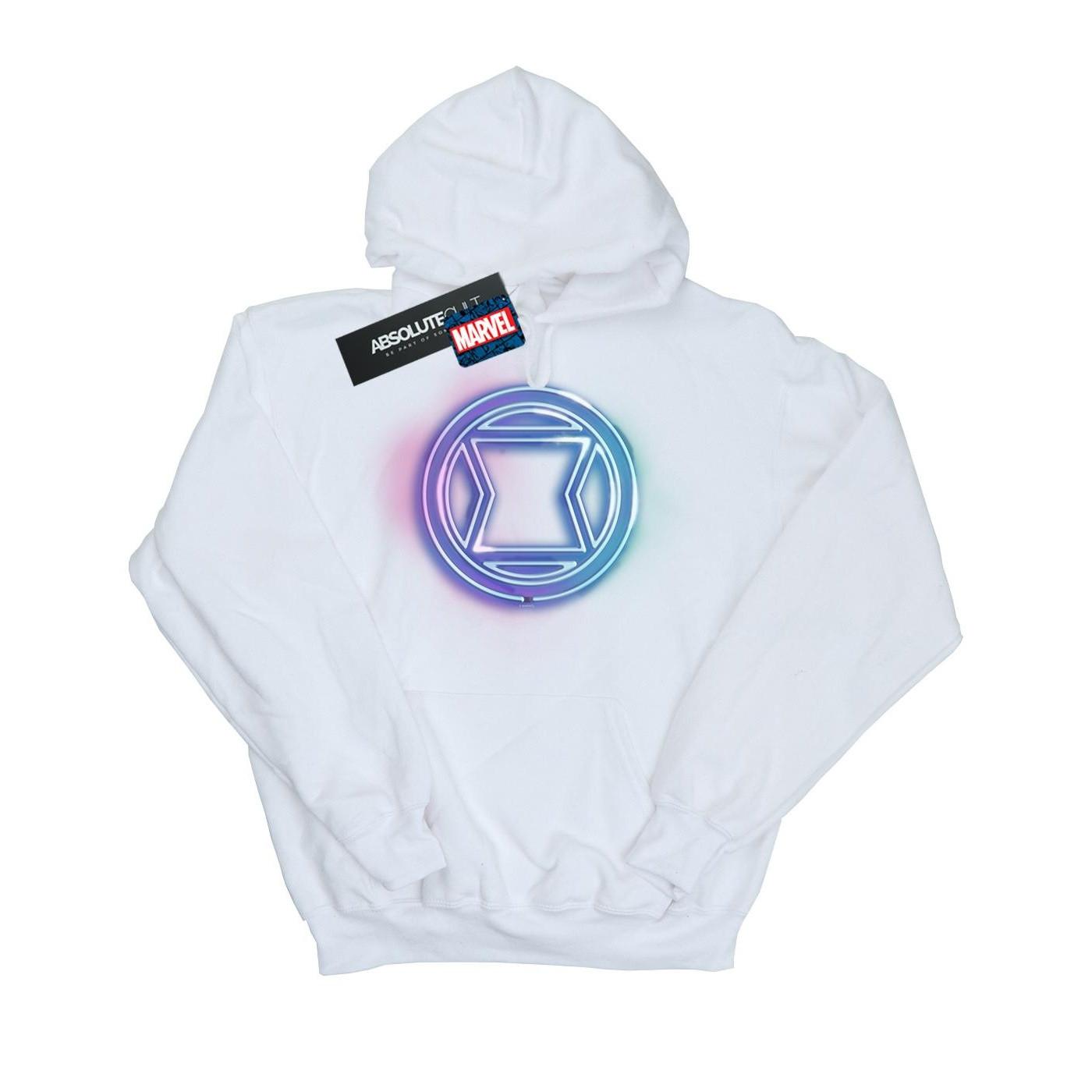 Image of Black Widow Neon Logo Kapuzenpullover Damen Weiss XXL