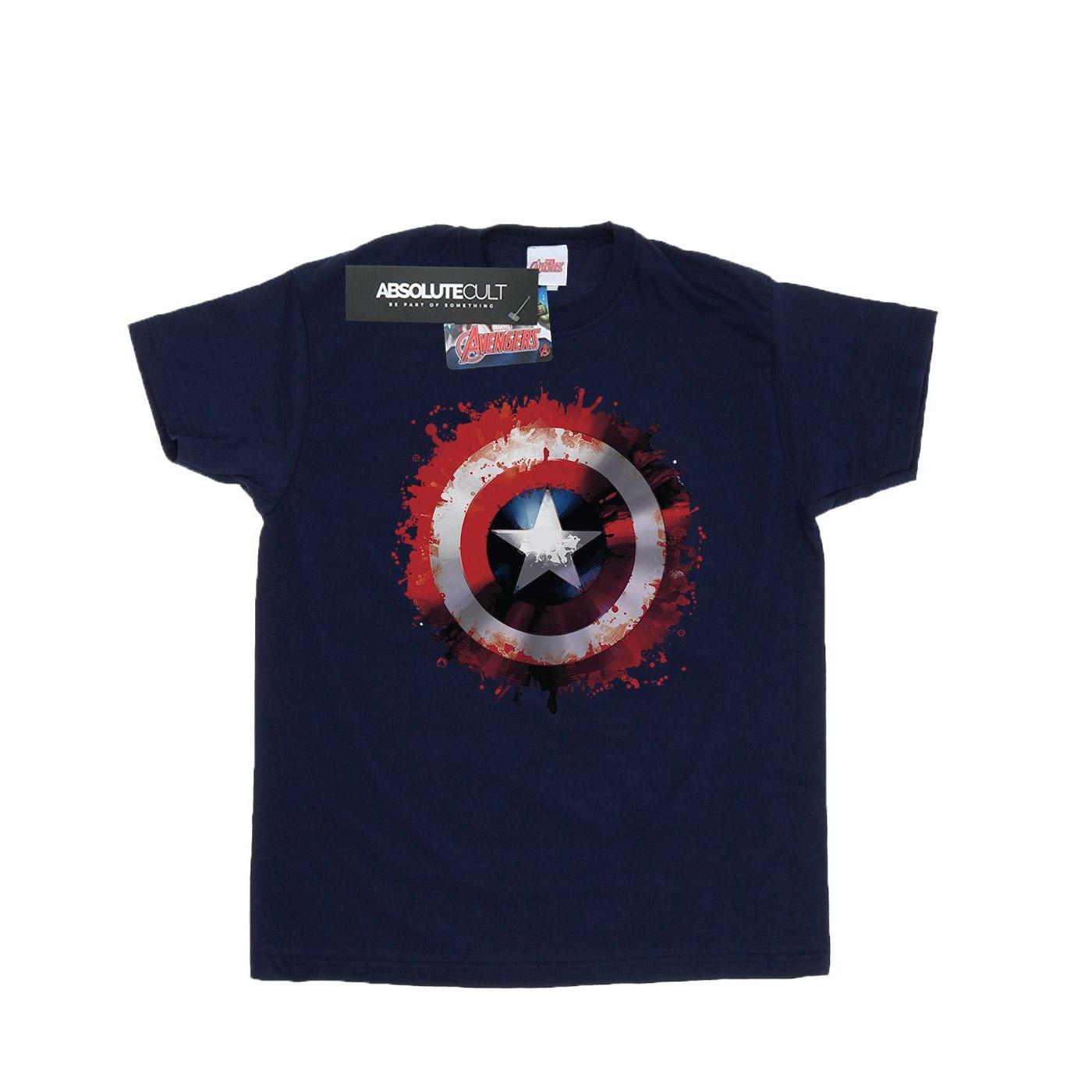 Image of Avengers Captain America Art Shield Tshirt Damen Marine 3XL