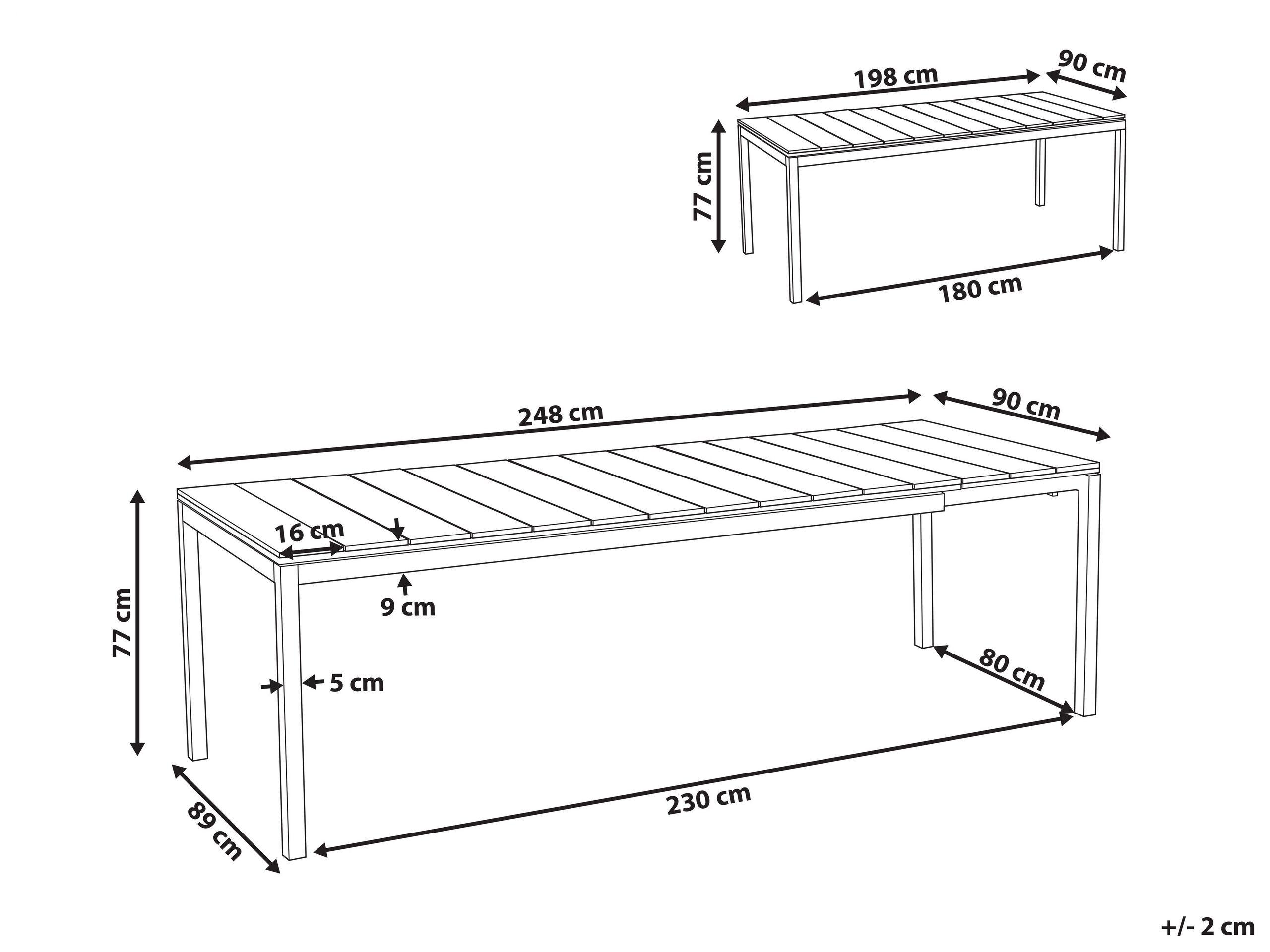 Beliani Tavolo da pranzo allungabile da giardino en Legno plastico Industriale TOFANE  