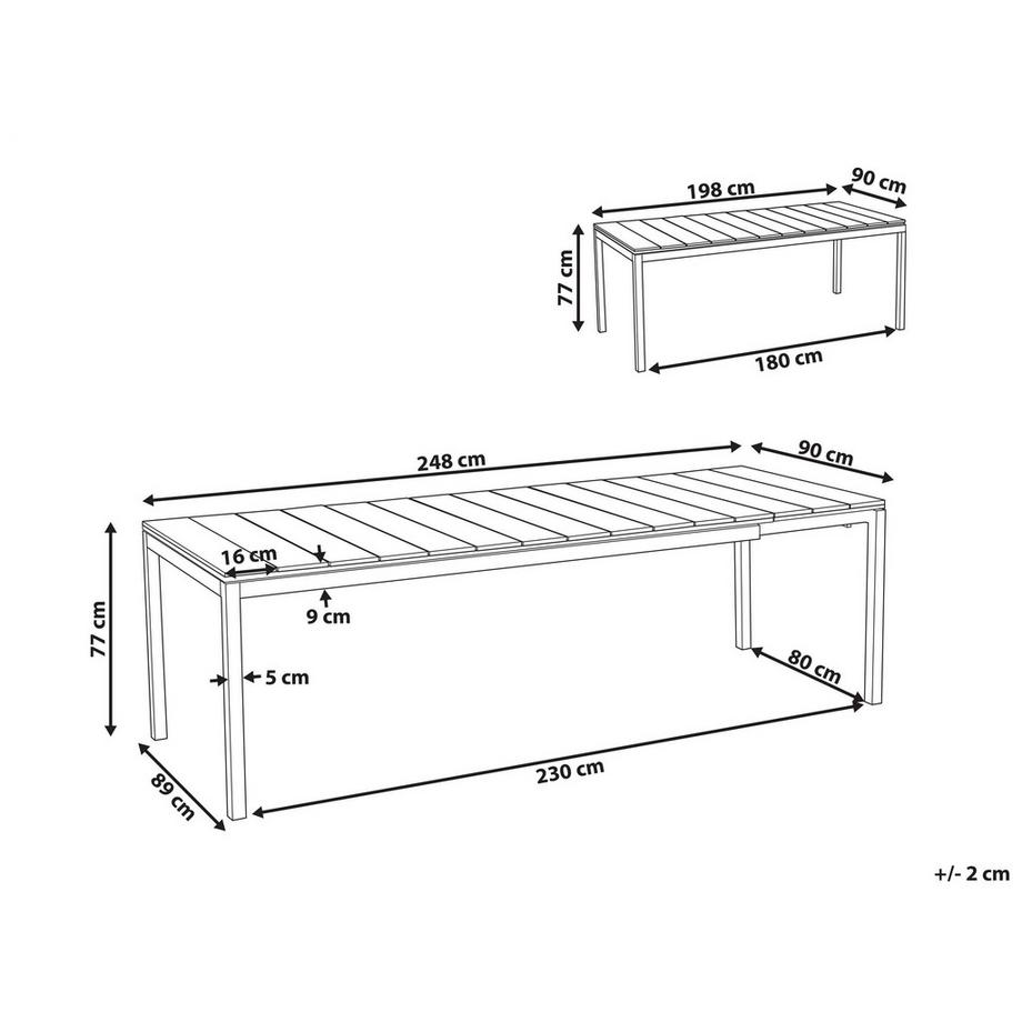 Beliani Ausziehbarer Gartentisch aus Kunstholz Industriell TOFANE  