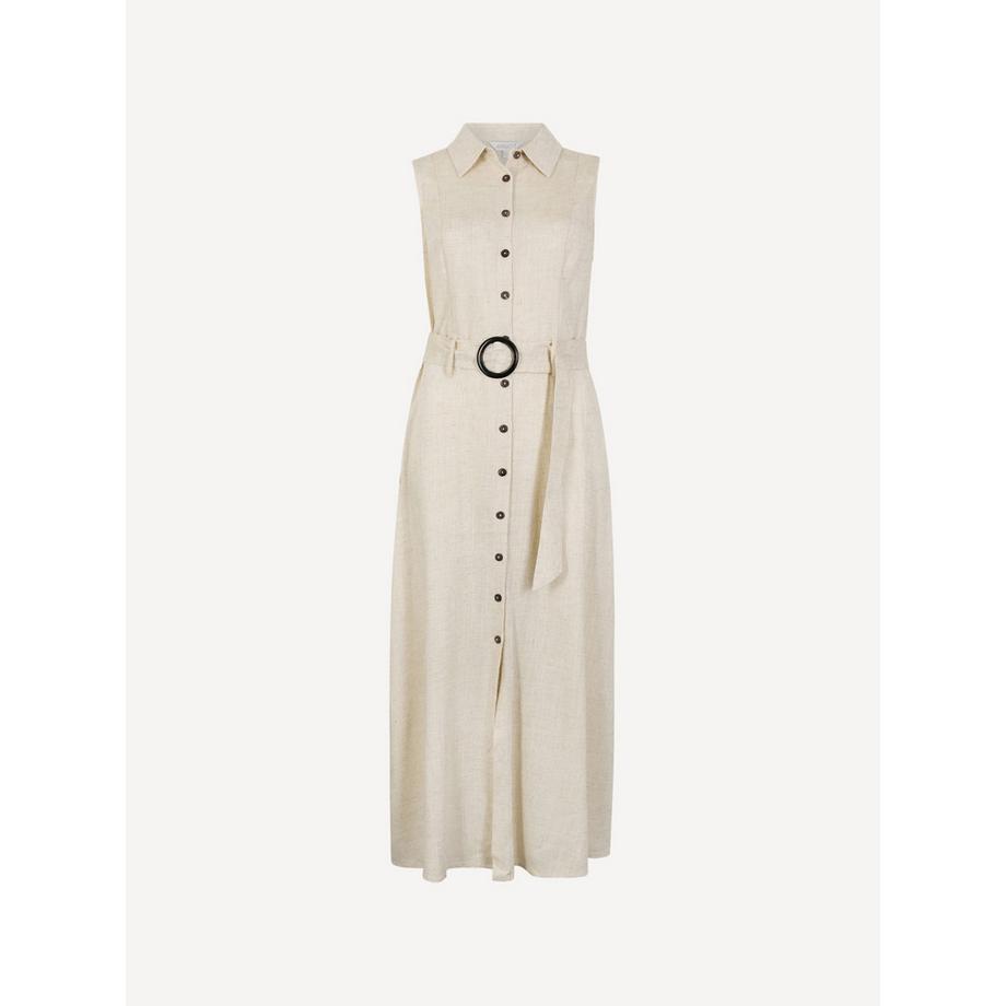 APRICOT Robe Midi Sans Manches en Lin Mélangé  