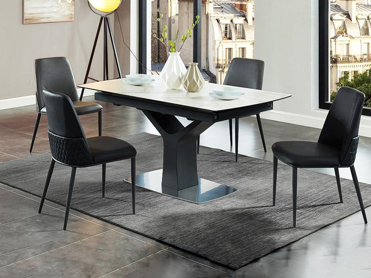 Vente-unique Table à  manger extensible COLBY 6 à  8 cous Céramique Verre trempé  