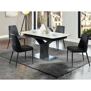 Vente-unique Table à  manger extensible COLBY 6 à  8 cous Céramique Verre trempé  