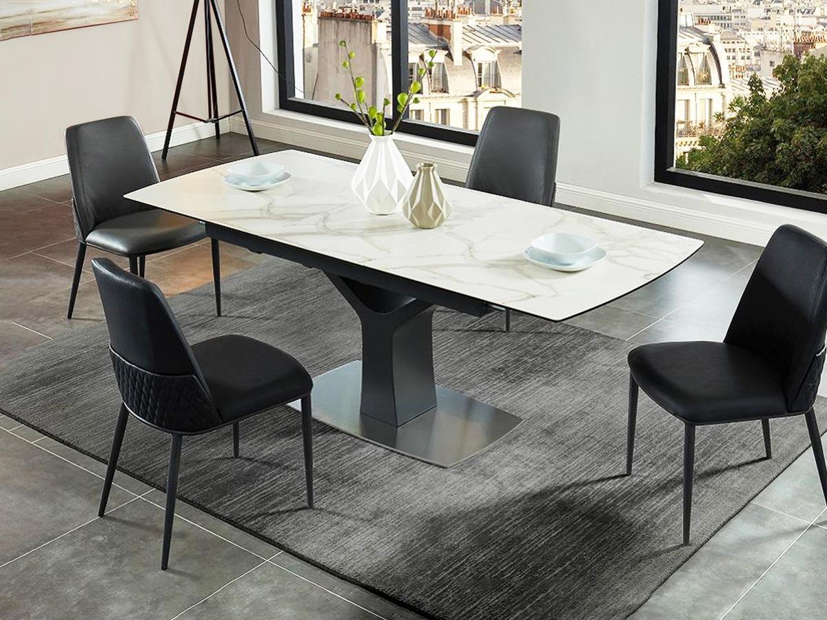 Vente-unique Table à  manger extensible COLBY 6 à  8 cous Céramique Verre trempé  