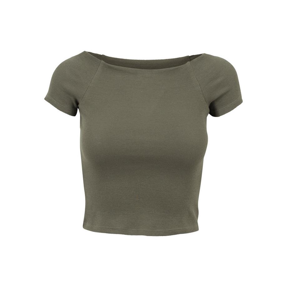 URBAN CLASSICS Crop Top a costine con scollo asimmetrico  