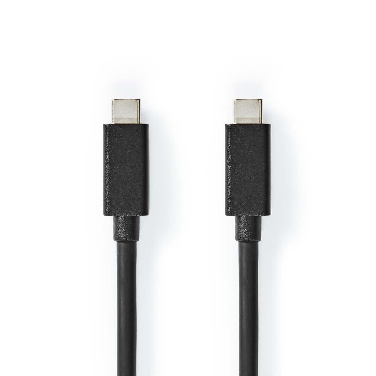 Image of USB -Kabel | USB 3.2 Gen 2x2 | USB-C ™ Männlich | USB-C ™ Männlich | 100 W | 4K@60Hz | 20 Gbit / s | Nickel -plattiert | 1,00 m | Runde | PVC | Schwarz | Etikett