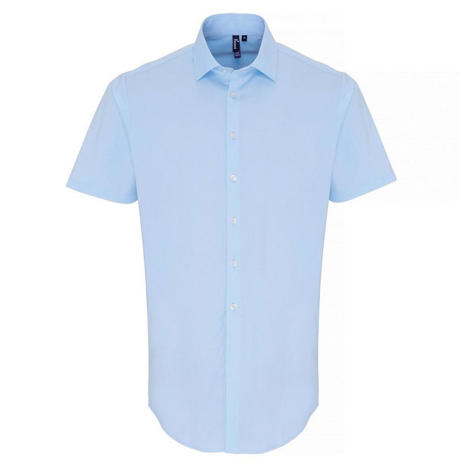 Chemise à manches courtes en popeline extensible