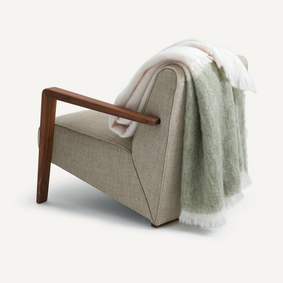 Plaid bicolore en laine et polyamide