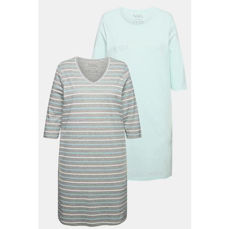 Ulla Popken  Bigshirts, 2er-Pack, V-Ausschnitt/ Rundhals, 3/4-Arm 