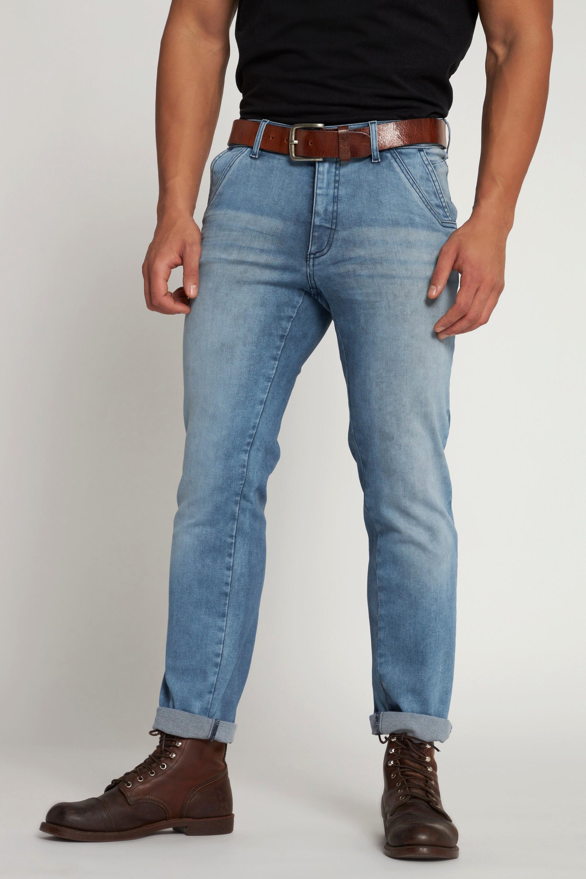 JP1880  Jeans chino con taglio dritto ed effetto sdrucito, fino alla tg. 70 