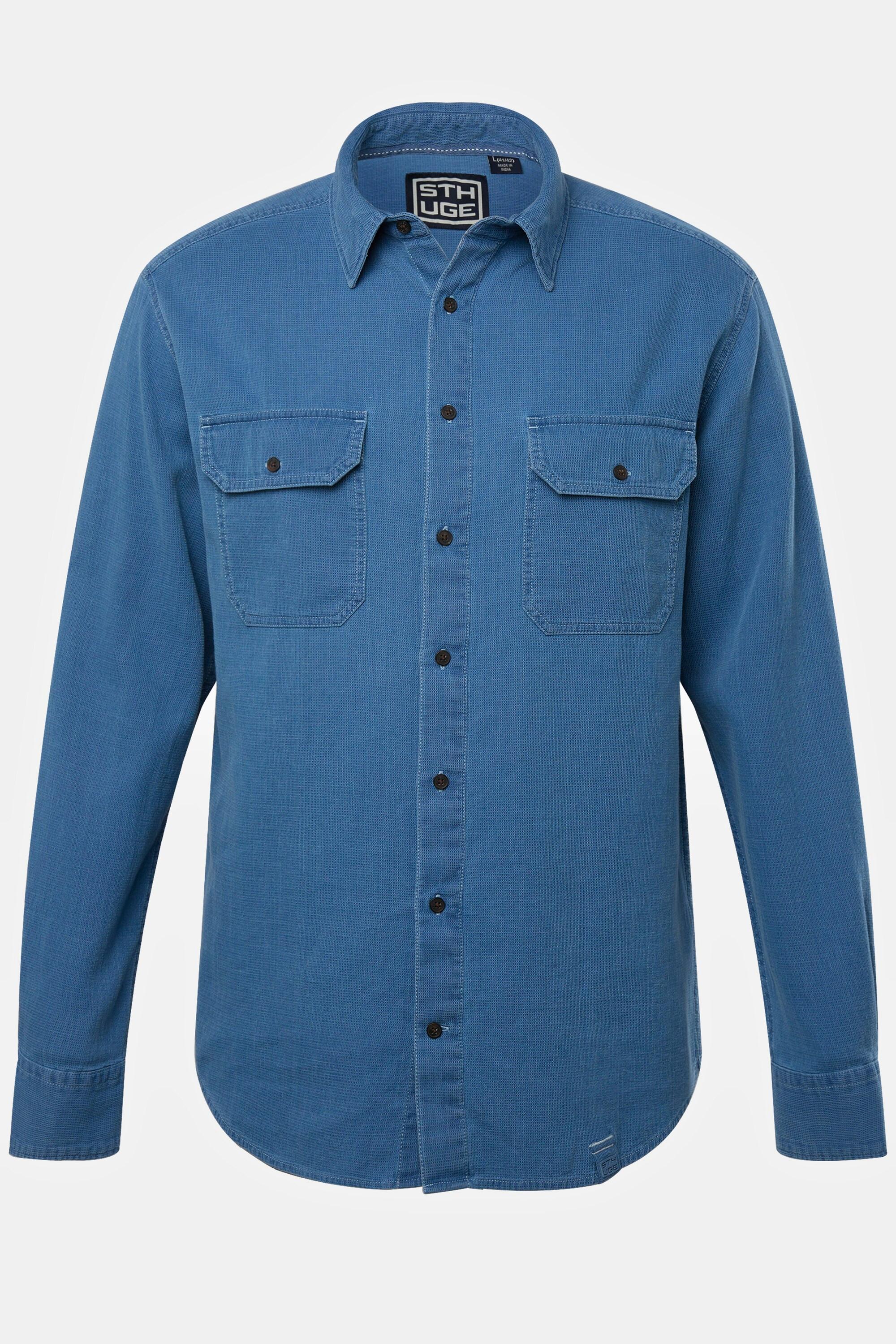 Sthuge  Chemise aspect jean STHUGE, manches longues et col Kent. Coupe Modern Fit, jusqu'au 8XL. 