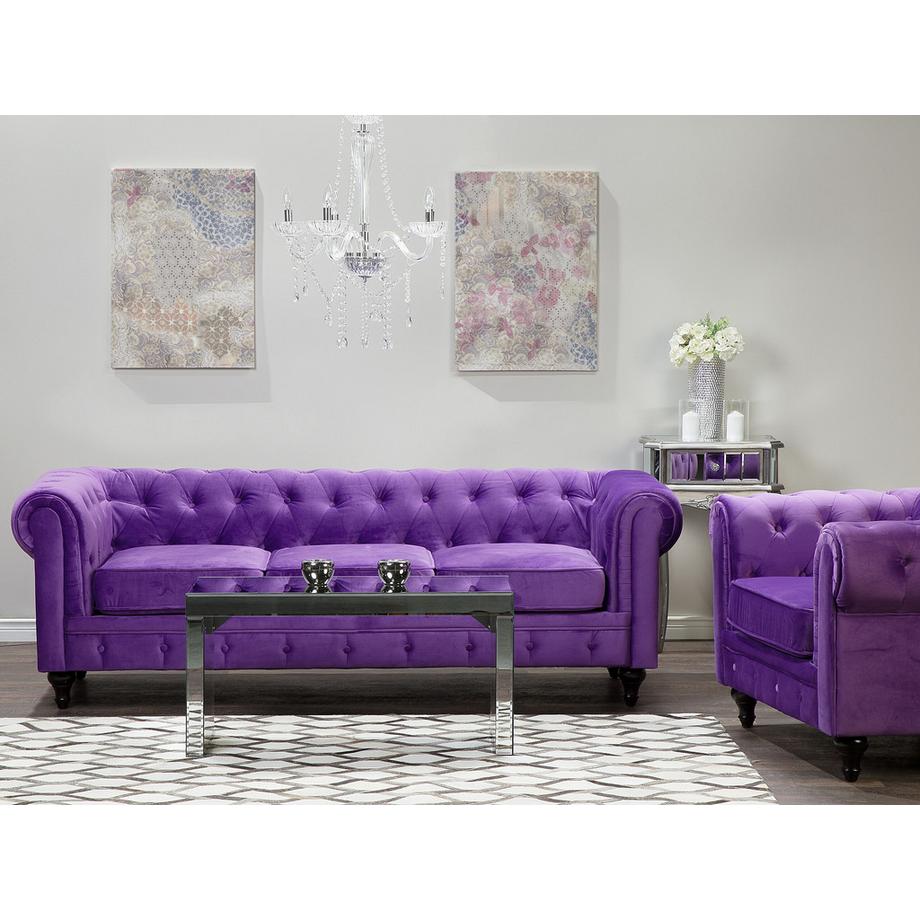 Beliani Ensemble de salon en Velours Glamour CHESTERFIELD  