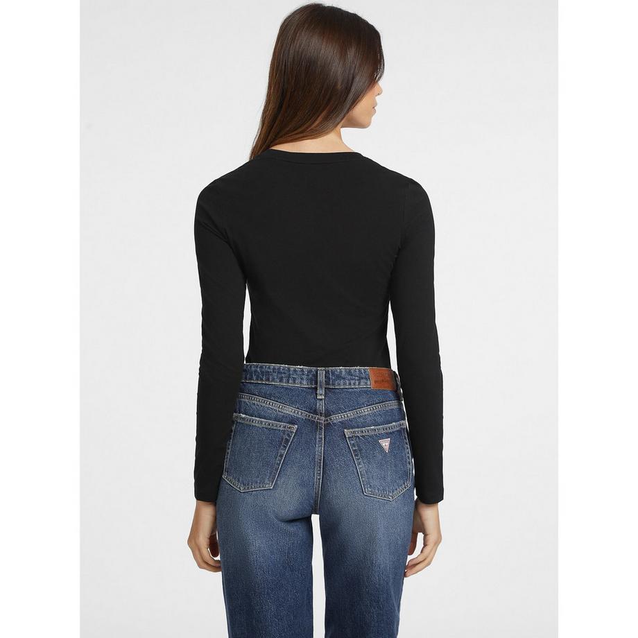 GUESS T-Shirt Slim Fit Manches Longues Col V Mini America  