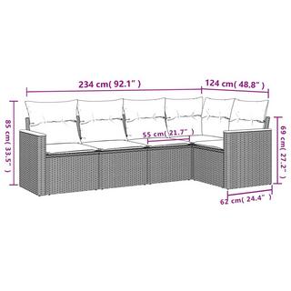 VidaXL set divano da giardino Polirattan  