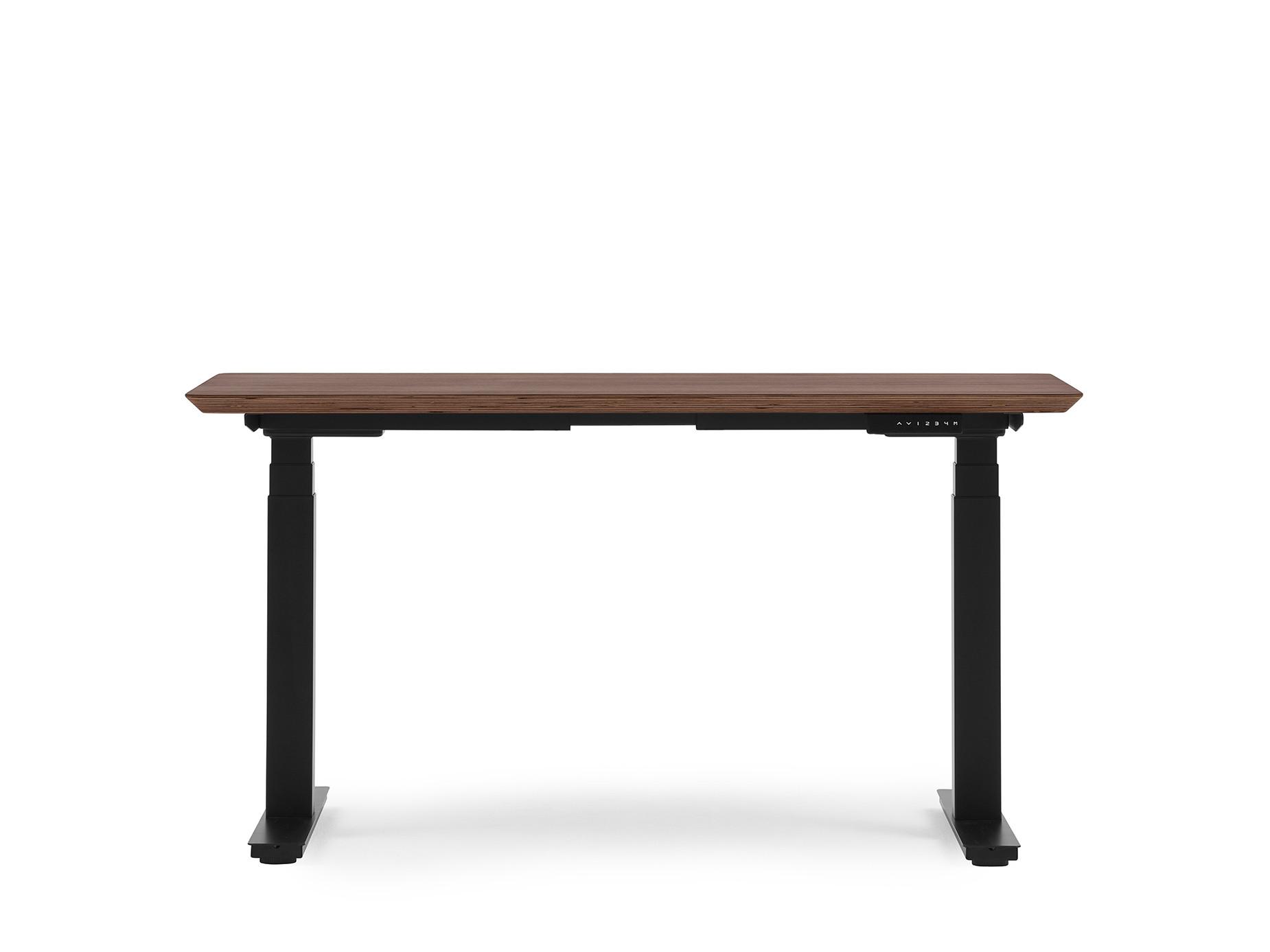 Oakywood Standing Desk Table en bois avec réglage de la hauteur - en placage - noyer / 140x70 / noir  