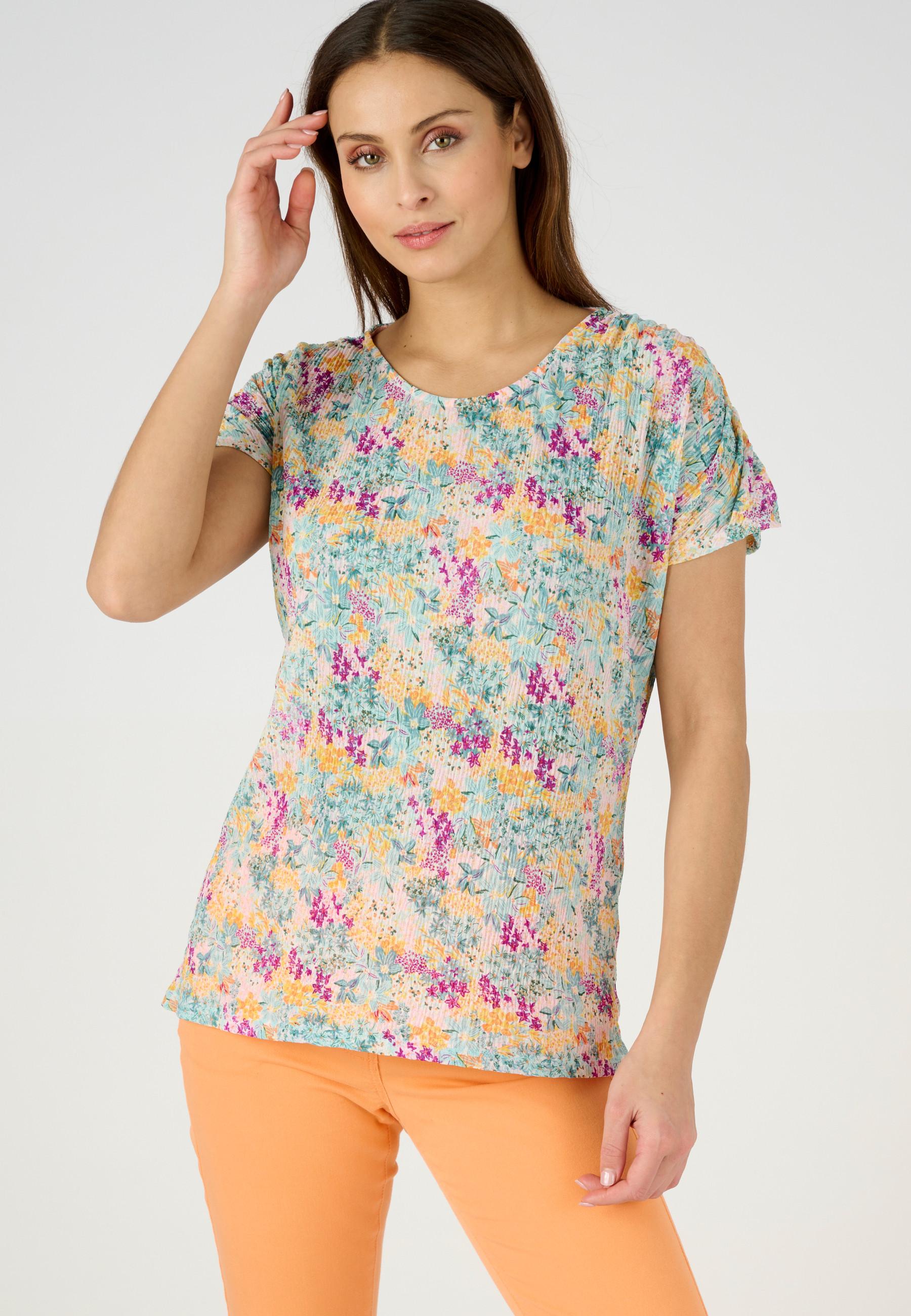 Image of Netzshirt Mit Blumendruck. Damen Grün 46-48