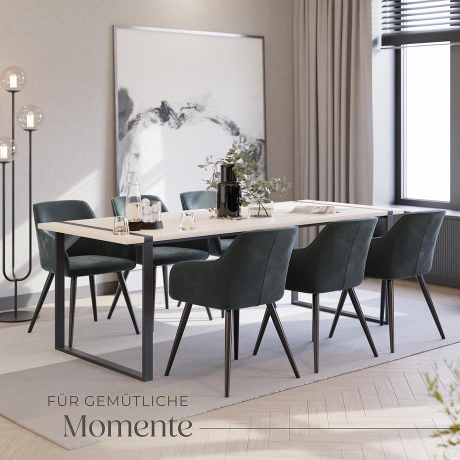 Tectake Sedia da sala da pranzo Marilyn imbottita, effetto velluto  