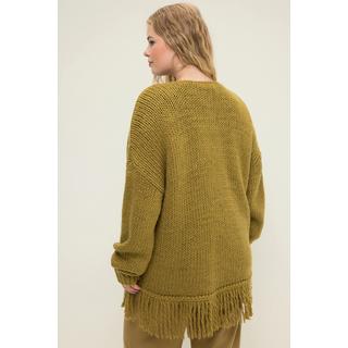 Studio Untold  offene Strickjacke, oversized, extra softer Strick, Fransensaum 