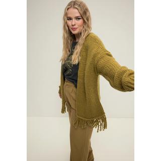 Studio Untold  offene Strickjacke, oversized, extra softer Strick, Fransensaum 