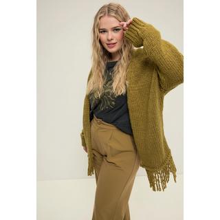 Studio Untold  offene Strickjacke, oversized, extra softer Strick, Fransensaum 