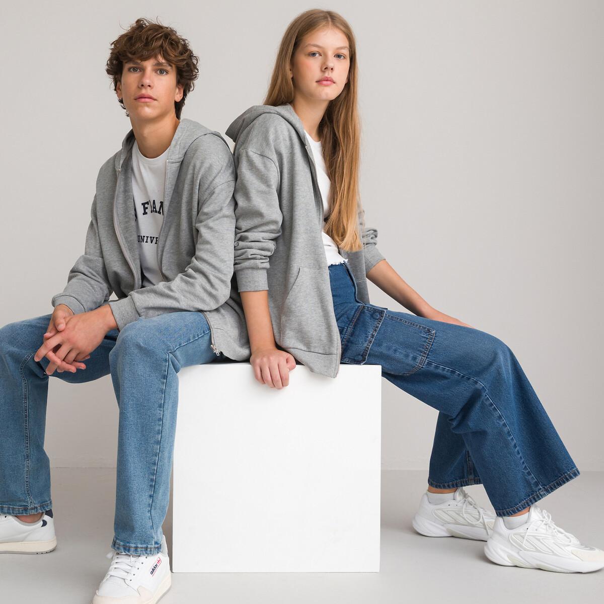 Image of Unisex-kapuzensweatjacke Mit Reissverschluss Mädchen Grau M