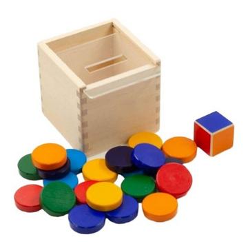 Montessori-Pädagogik, Montessori Sorter Holz, Montessori Spielzeug, Holzspielzeug für Kinder - Regenboge-Münzen