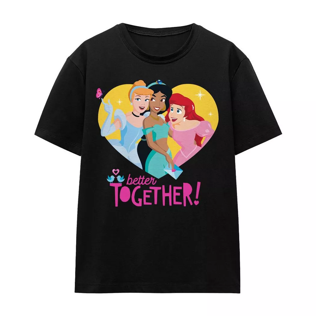 Disney PRINCESS - Better Together TShirt Valentinstag, für Damen, Schwarz, Größe XL